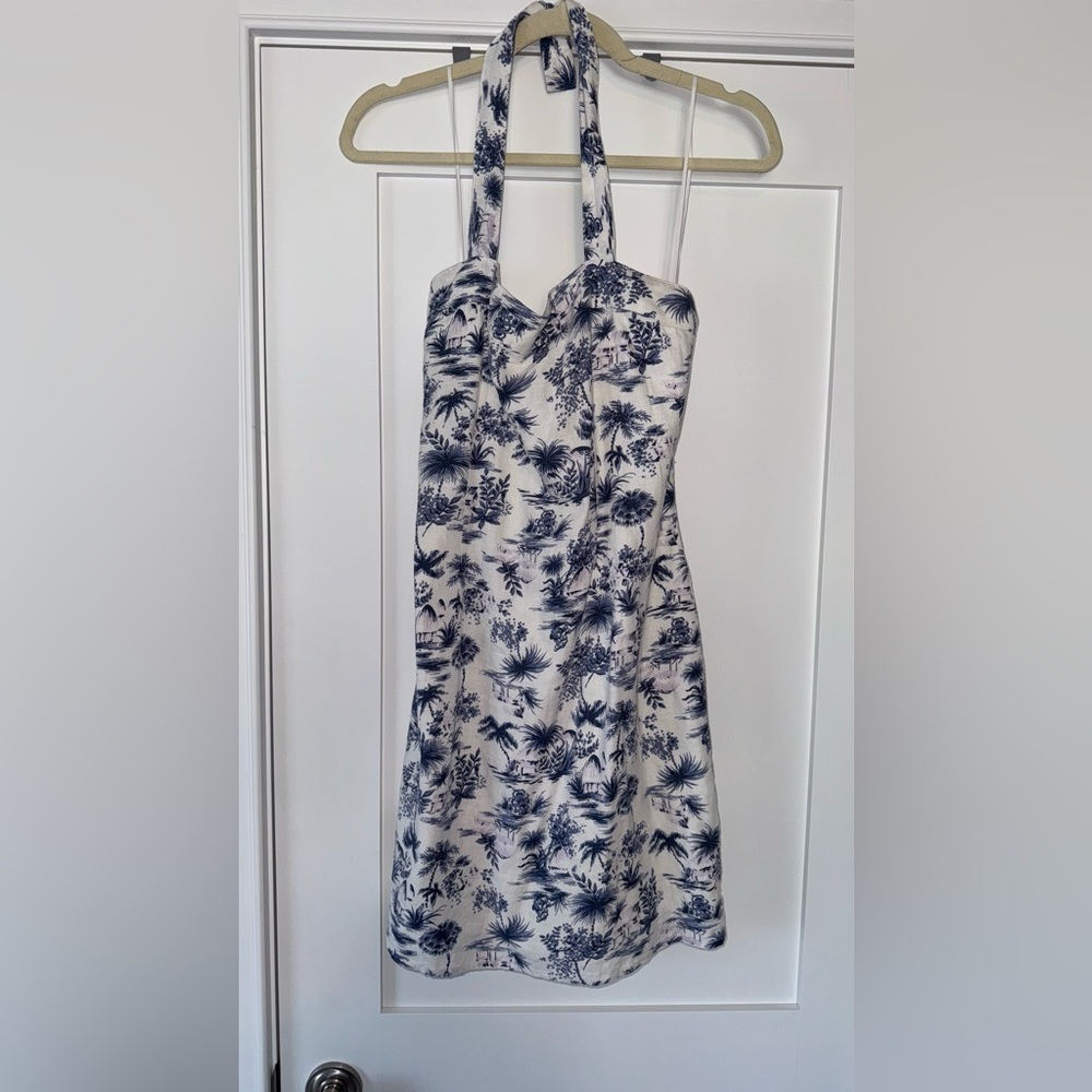 Abercrombie - Tropical Print Linen-Blend Halter Dress - Picture 2 of 4